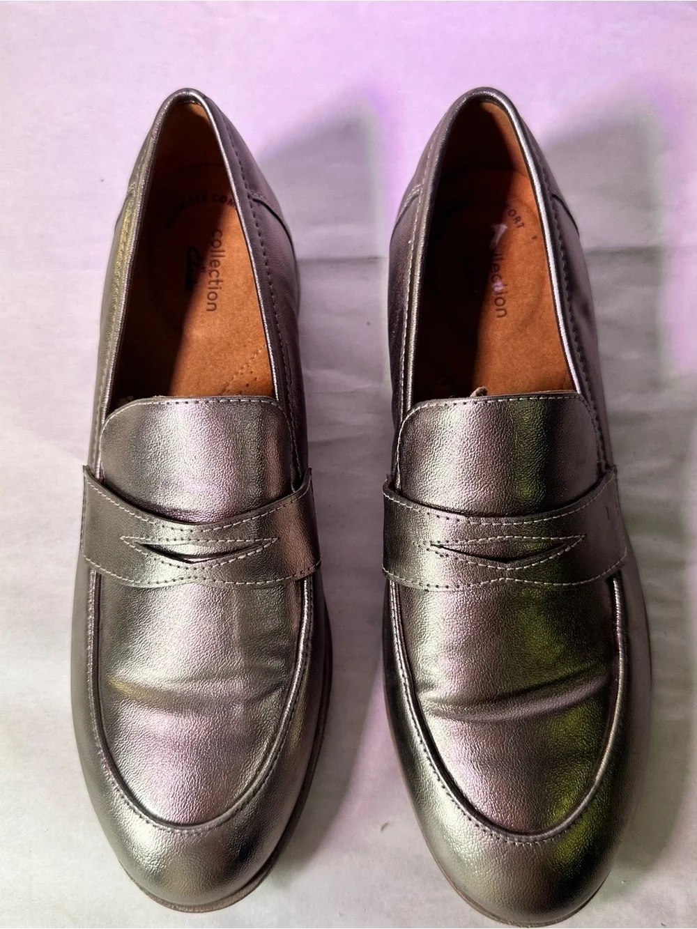 Clarks Metallic Silver Penny Loafers for Men